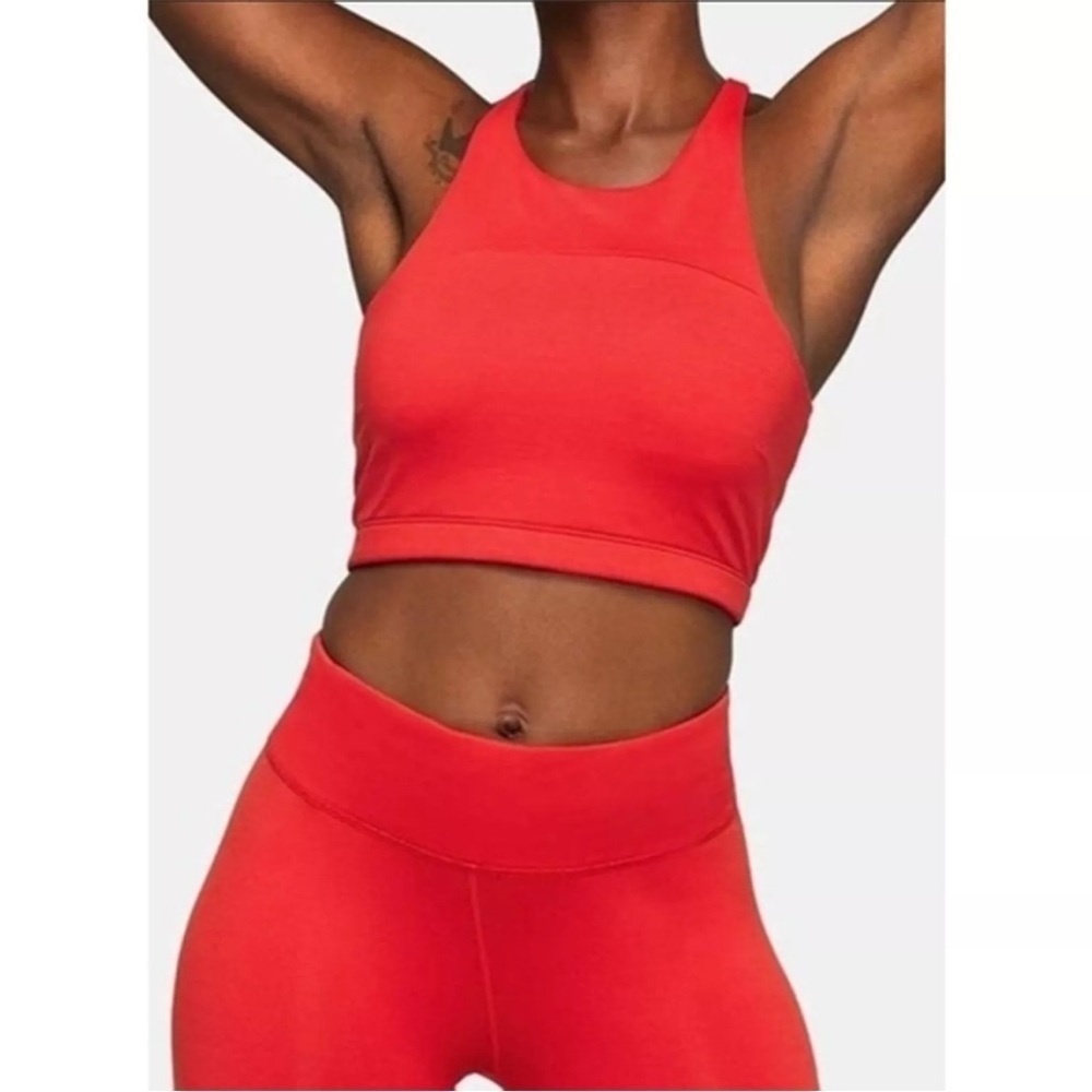 Outdoor Voices Longline TechSweat Crop Top Sports Bra in Red XS - Picture 2 of 6
